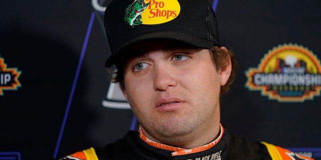 NASCAR Xfinity Series auto racing driver Noah Gragson speaks during the NASCAR Championship media day, Thursday, Nov. 3, 2022, in Phoenix. 