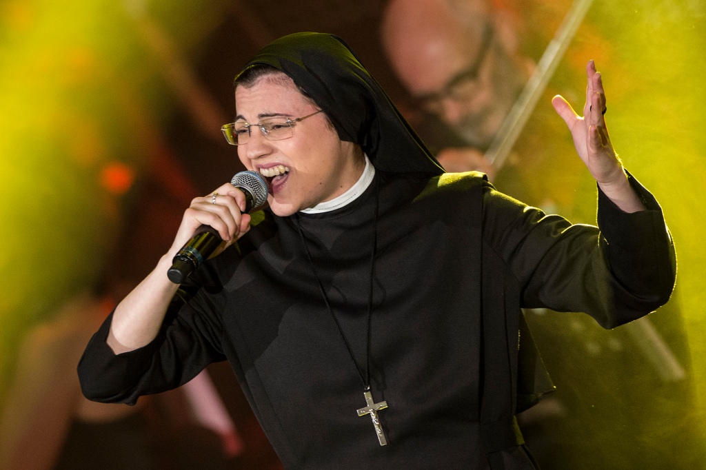 Sister Cristina Scuccia, winner of this year Voice of Italy performs during the annual Vatican Christmas Concert at Rome's Auditorium della Conciliazione in Rome.