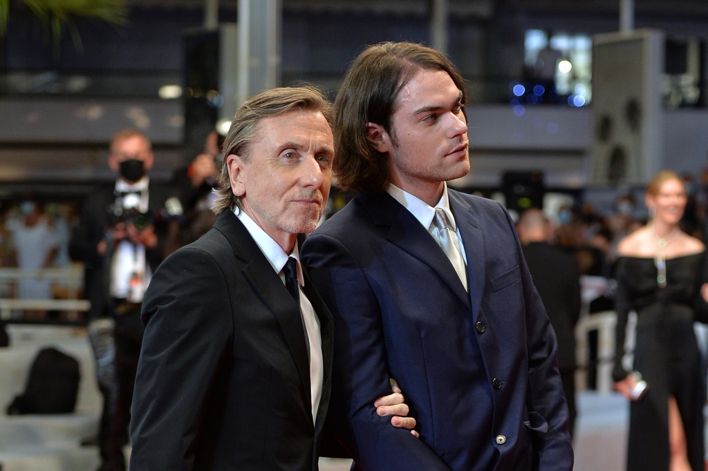 Tim Roth and his son Michael Cormac Roth attend the screening of the film "Bergman Island" during the 74th Annual Cannes Film Festival in 2021.