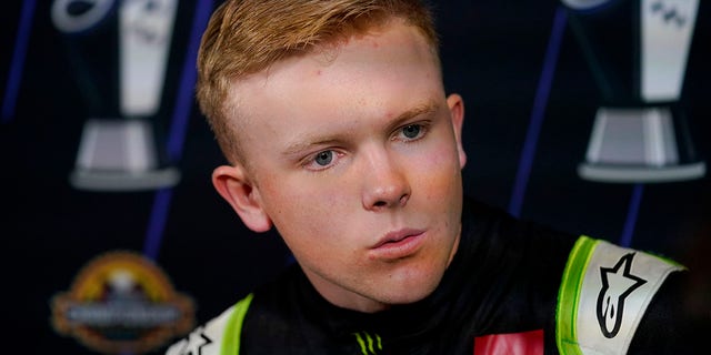 NASCAR Xfinity Series auto racing driver Ty Gibbs speaks during the NASCAR Championship media day, Thursday, Nov. 3, 2022, in Phoenix.