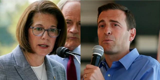 Sen. Catherine Cortez Masto, left, and Republican challenger Adam Laxalt, right, are in a dead heat in Nevada's Senate race.