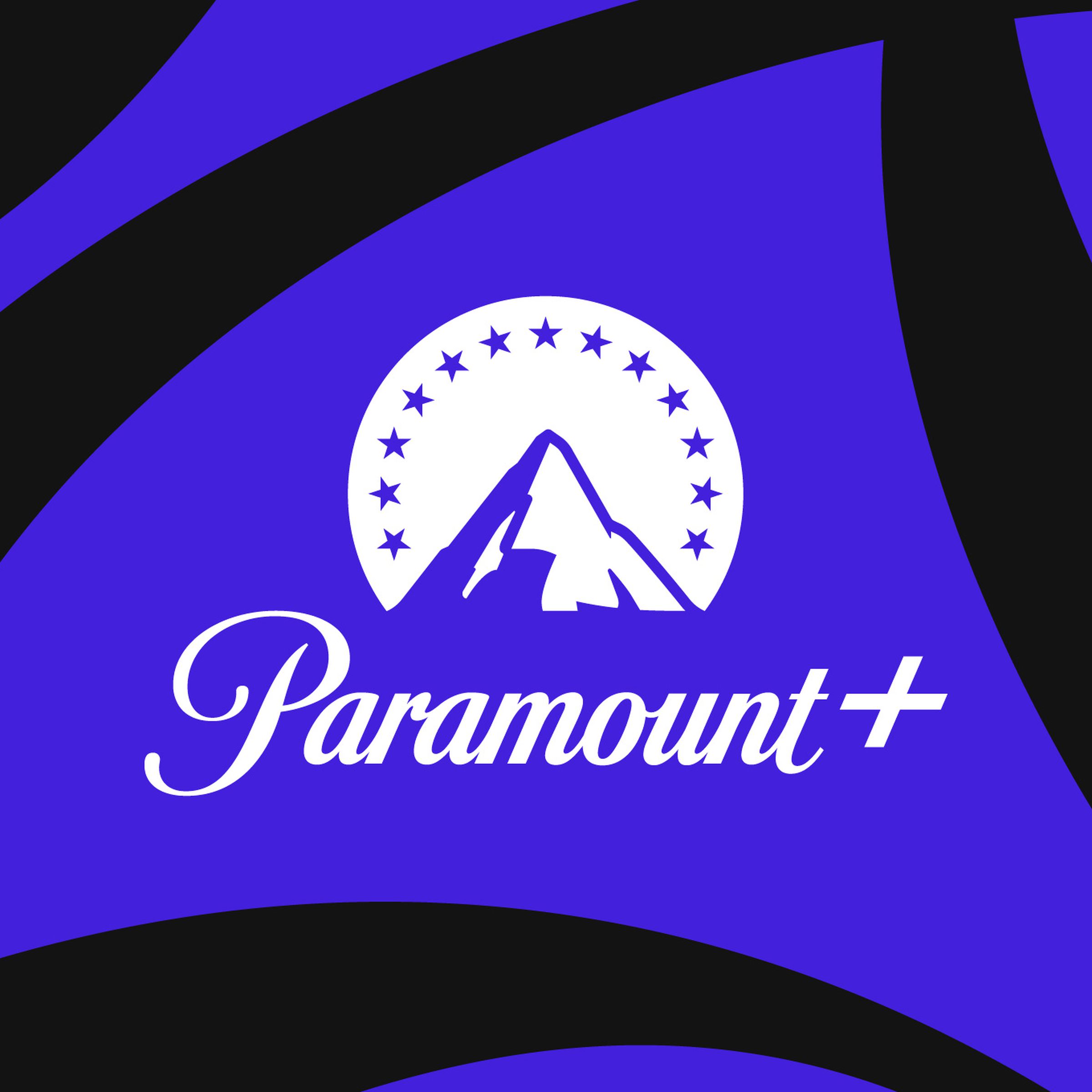 Paramount Plus logo on a blue and black background