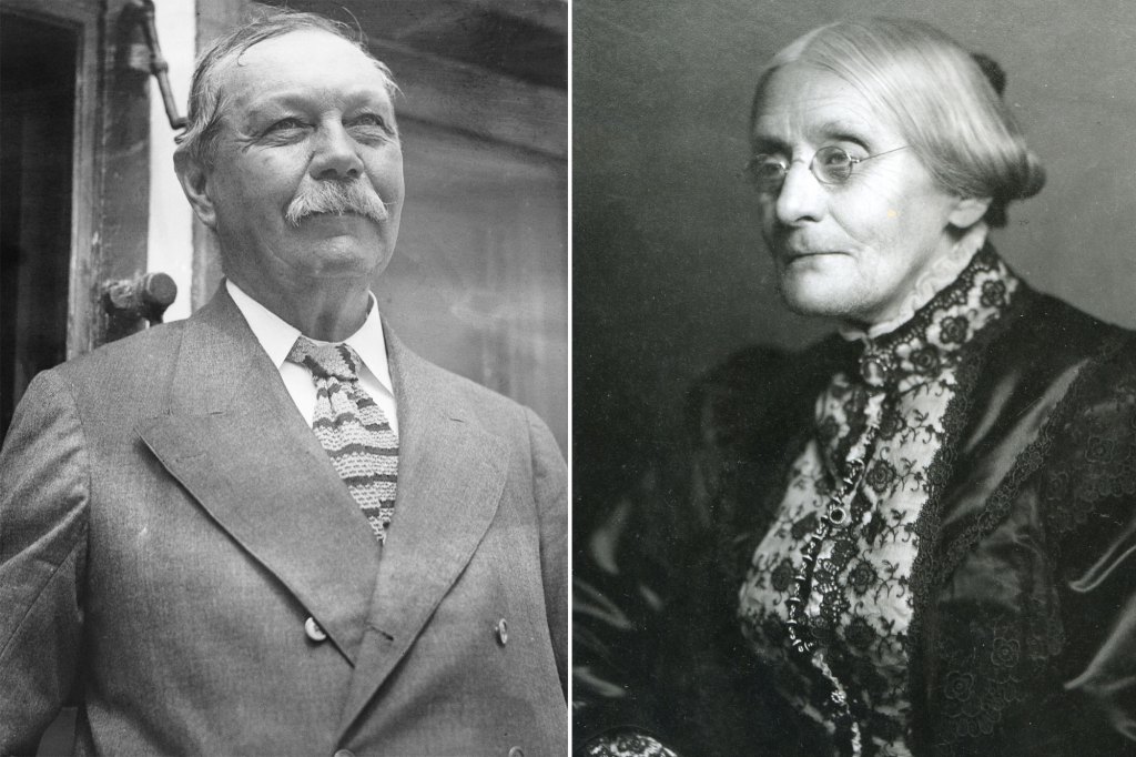 “Sherlock Holmes” writer Arthur Conan Doyle (left) was a Spiritualist while suffragette Susan B. Anthony (right) made her own pilgrimage to Lily Dale.
