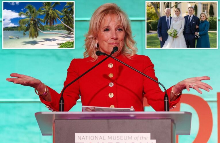 Jill Biden appears to reveal granddaughter’s honeymoon destination on hot mic