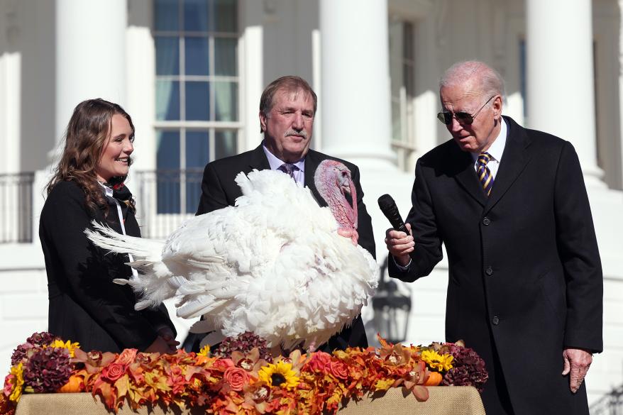 Joe Biden pardons Chocolate, the National Thanksgiving Turkey.