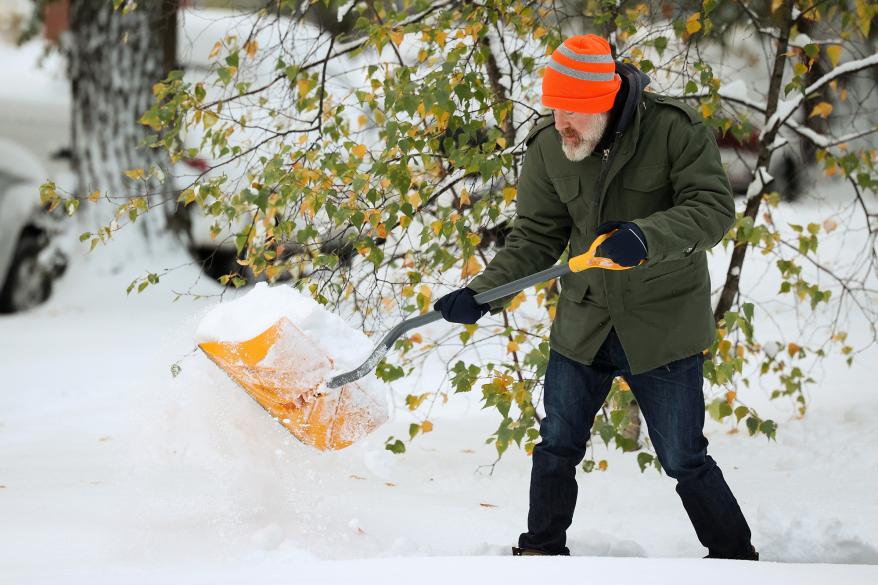 A man shoveling snow.