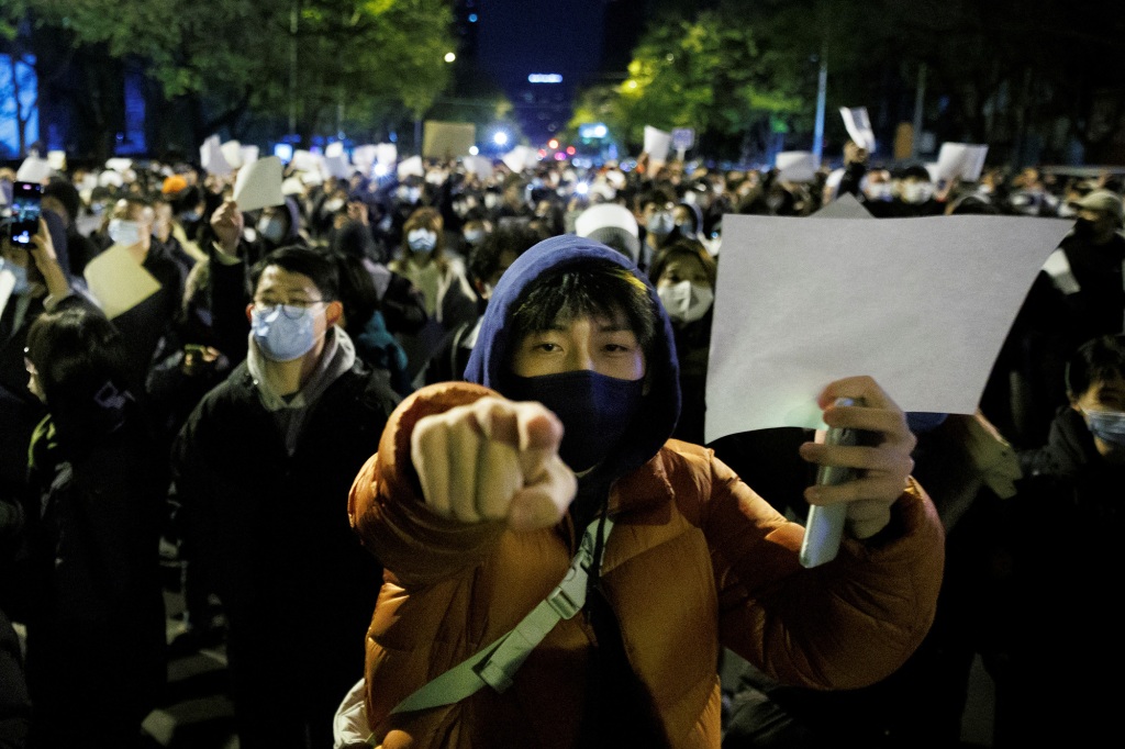 Protester in Beijing.