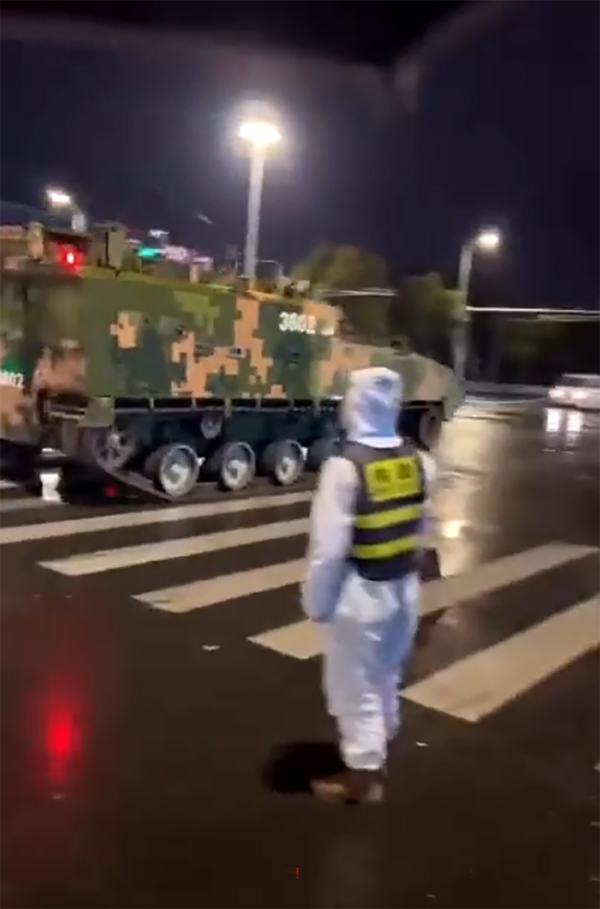 Footage showing a military vehicle on Monday.