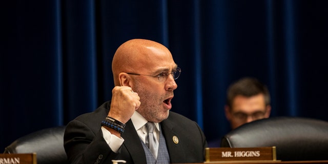 Rep. Clay Higgins, (R-La.) speaks during the House Oversight and Reform Committee hearing with victims' family members and survivors of the Buffalo, New York and Uvalde, Texas massacres on June 8, 2022, on Capitol Hill in Washington, DC. 