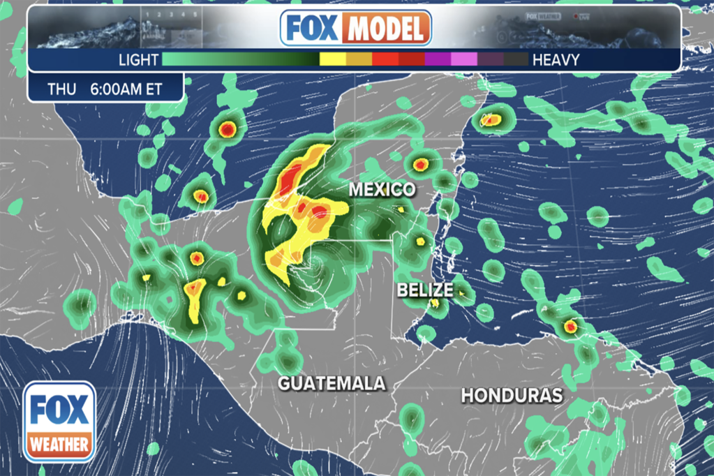 The FOX Weather FutureTrack for Hurricane Lisa shows the life-threatening storm surge will be significant threats near Mexico, Belize, and Guatemala.  