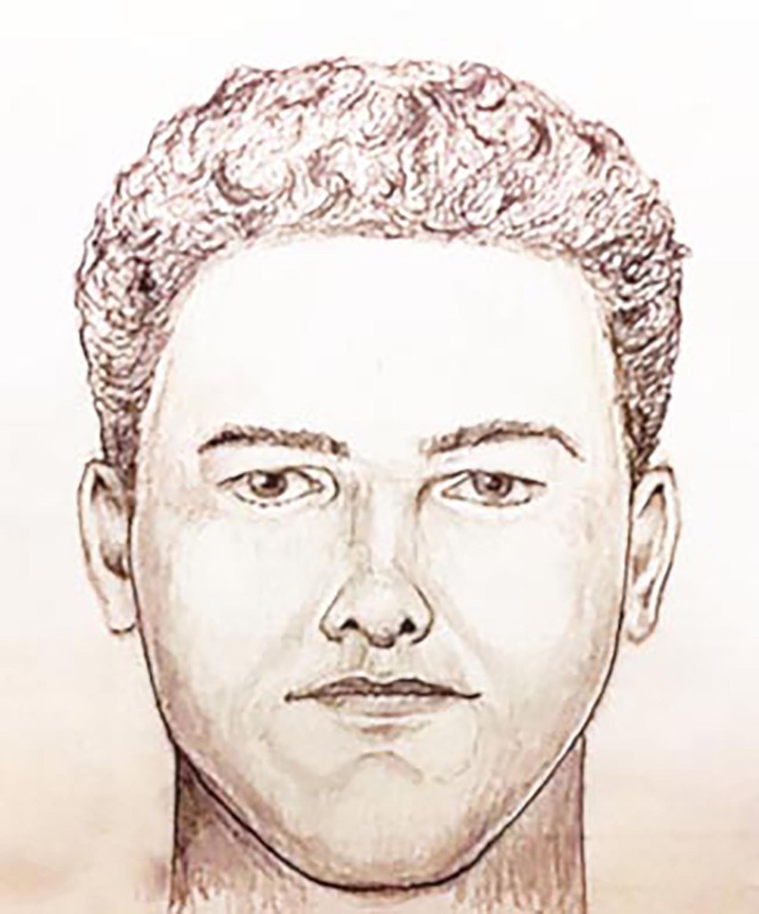 A sketch depicts an artist's rendering of a suspect wanted for the Delphi murders. 