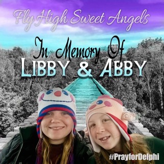 A collage made in Libby and Abby's memory showing a picture of them with the text "Fly High Sweet Angels"