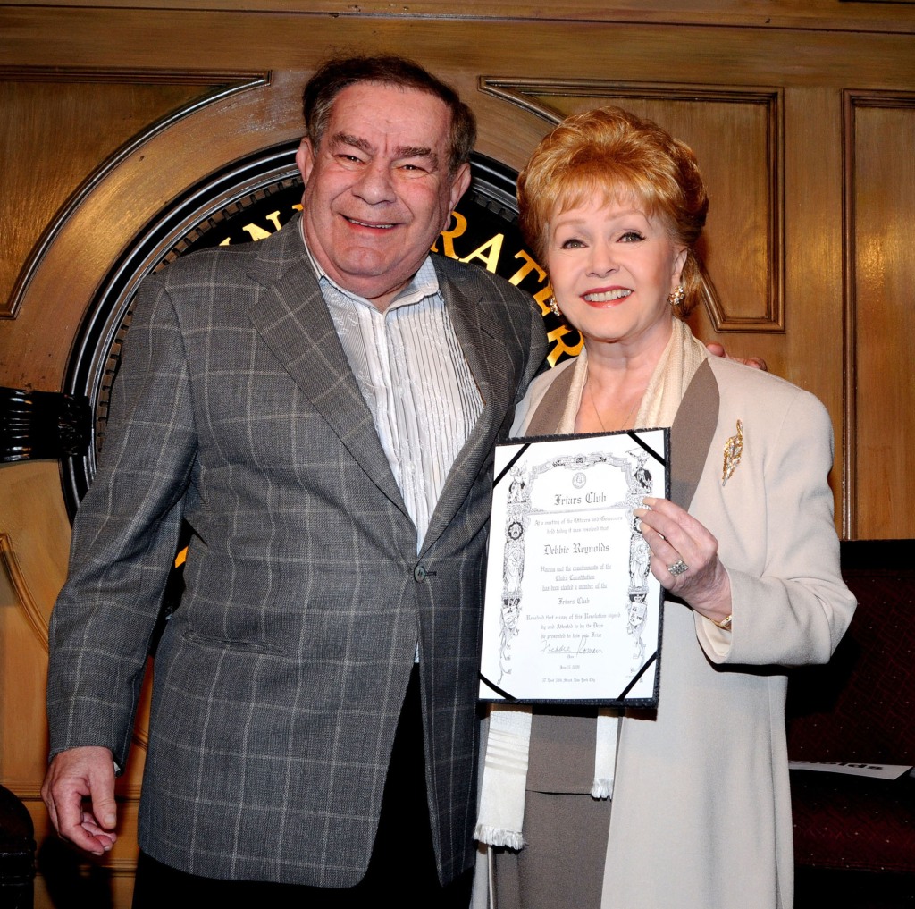 Freddie Roman and actress Debbie Reynolds at the Friar's Club in 2009.