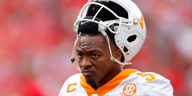 Hendon Hooker of the Tennessee Volunteers warms up prior to the game against the Georgia Bulldogs at Sanford Stadium on Nov. 5, 2022, in Athens, Georgia.