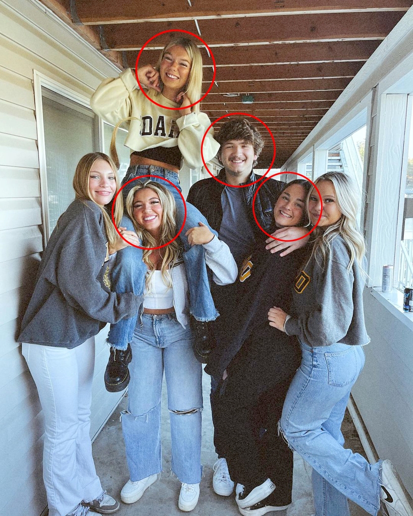 Final photo of the victims, pictured just hours before their untimely deaths. The four University of Idaho students who were found dead in off-campus housing were identified on Monday as Madison Mogen, 21, top left, Kaylee Goncalves, 21, bottom left, Ethan Chapin, 20, center, and Xana Kernodle, 20, right.