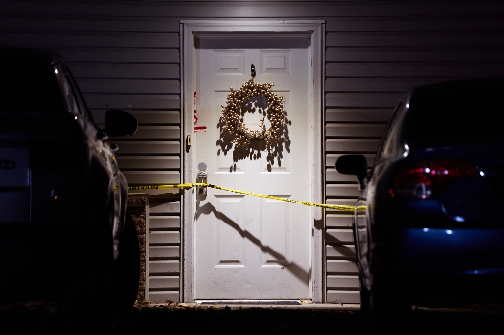 The front entrance of an off-campus home.