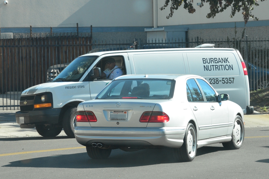 Jay Leno spotted arriving at his car garage in Burbank, Ca 