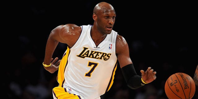 Lamar Odom #7 of the Los Angeles Lakers drives the ball upcourt during the game against the Denver Nuggets at Staples Center on April 3, 2011 in Los Angeles, California.