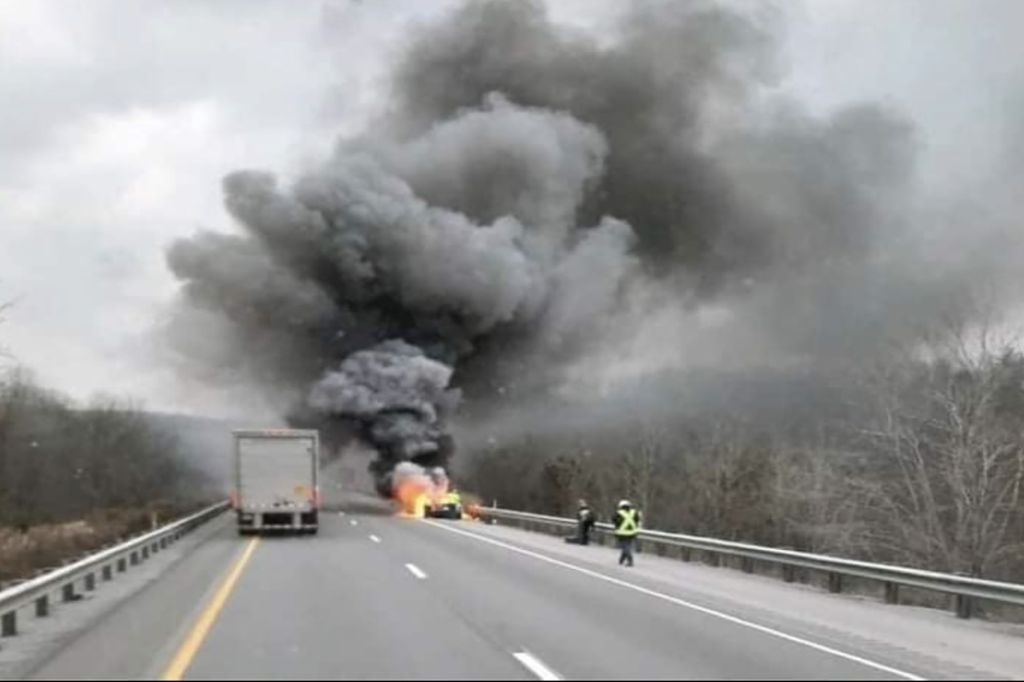 The family pulled over on the highway when their Tesla Model S initially started smoking, according to WTAJ. 