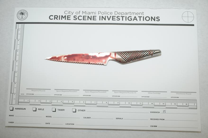 The knife used in the stabbing.