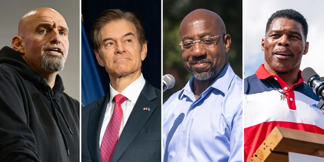 Pennsylvania Senate candidates John Fetterman and Dr. Mehmet Oz and Georgia Senate candidates Raphael Warnock and Herschel Walker.