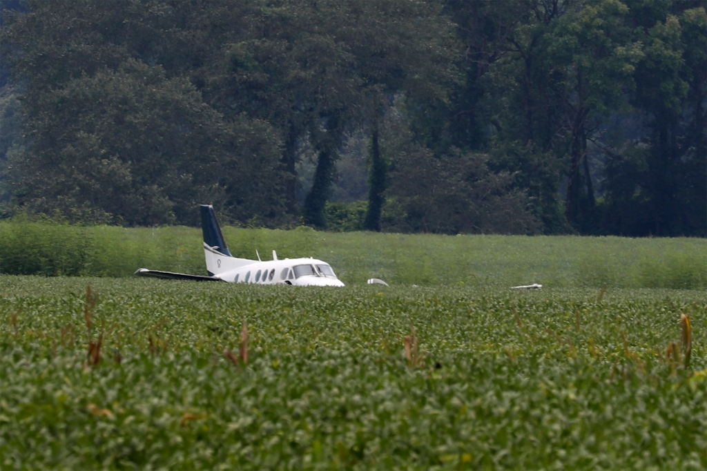 Stolen plane sitting in soybean field.