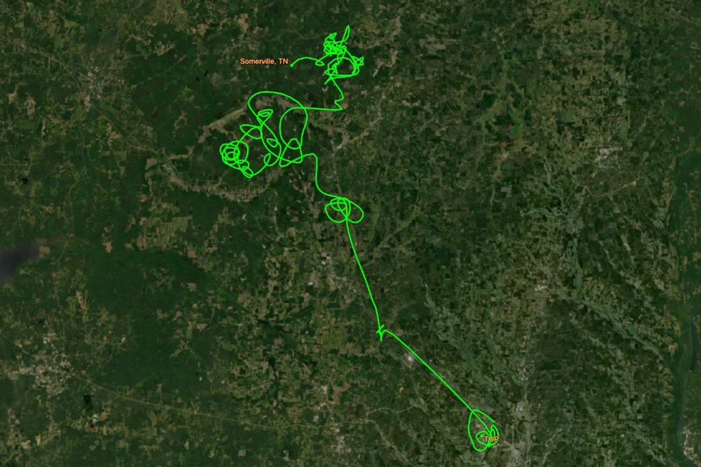 Map of Pattern's flight route.