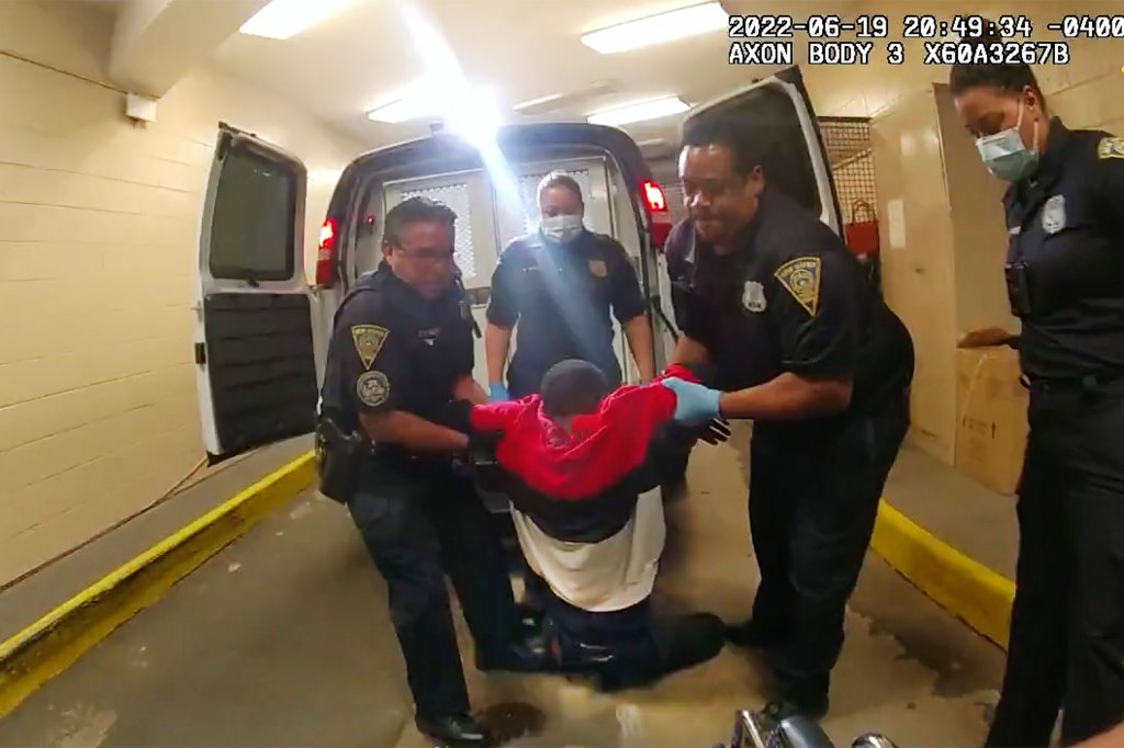 Five New Haven police officers were charged Monday over their treatment of a prisoner in June.