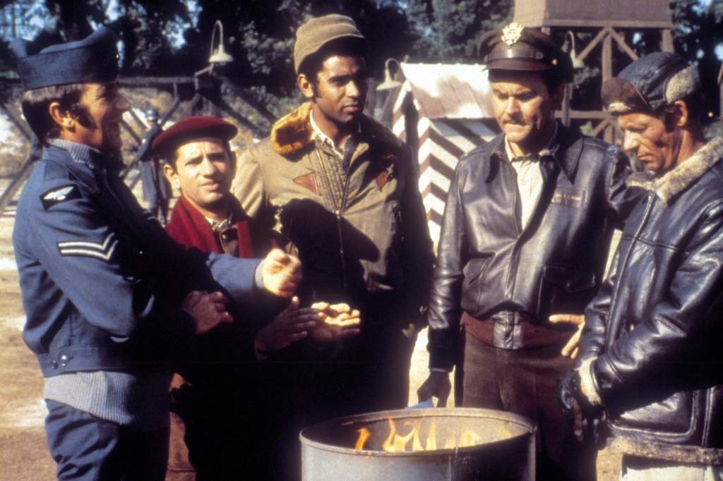 Richard Dawson, Robert Clary, Kenneth Washington, Bob Crane,  and Larry Hovis in "Hogan's Heroes."