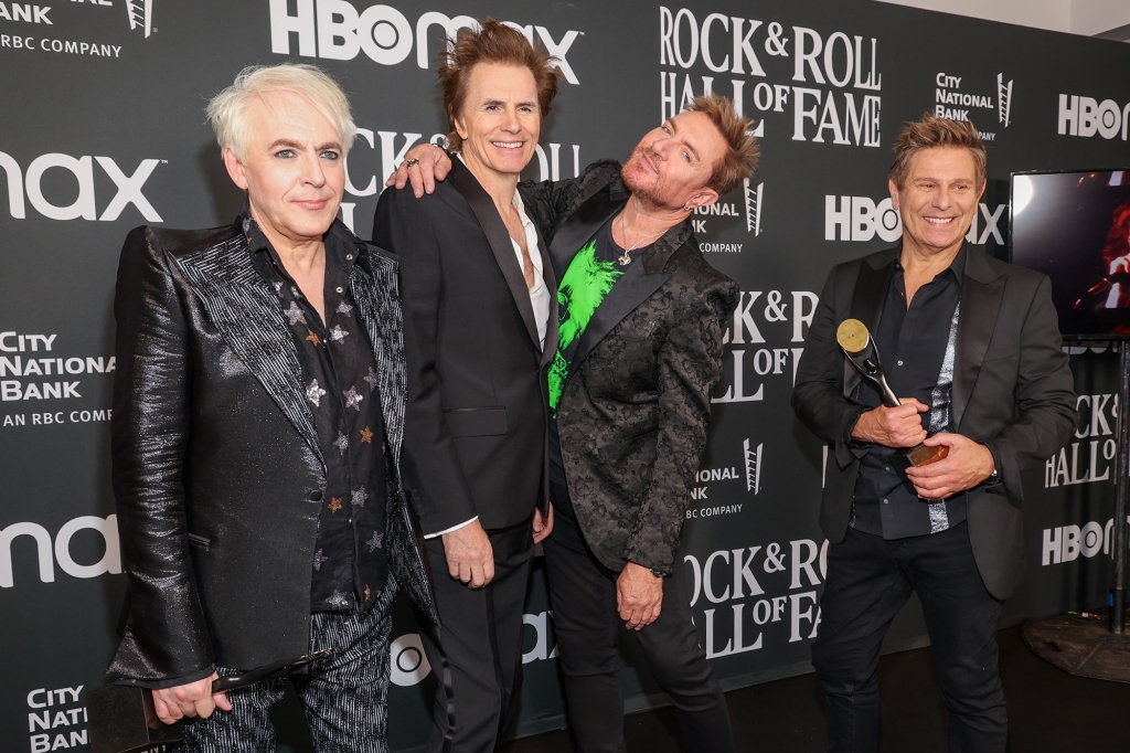 Nick Rhodes, John Taylor, Simon Le Bon and Roger Taylor at Duran Duran's induction into the Rock & Roll Hall of Fame earlier this month.