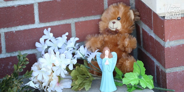 Flowers at an improvised memorial at the University of Idaho in Moscow, Idaho Monday, November 21, 2022, for four of its students who were slain on November 13.