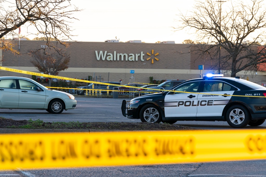 Police on the scene of the deadly Walmart shooting.