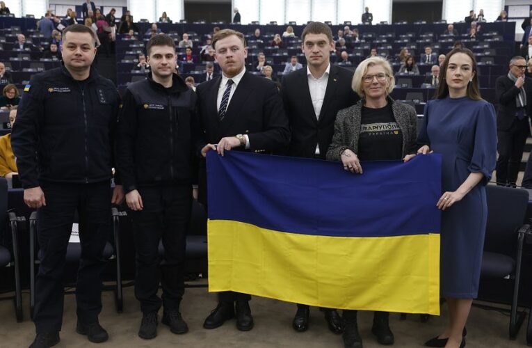 Ukrainian people accept Sakharov human rights prize as Zelensky addresses European Parliament