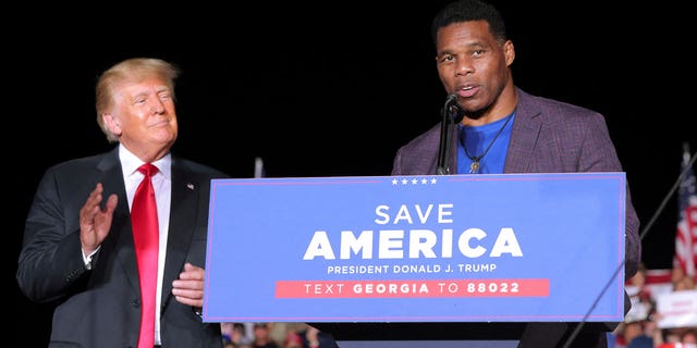 Herschel Walker speaks at a rally with former President Donald Trump in Georgia on Sept. 25, 2021.