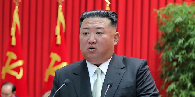 North Korean leader Kim Jong Un gives a lecture at the Central Cadres Training School in North Korea on Oct. 17, 2022.