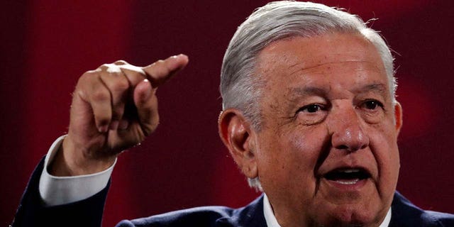 Mexico's President Andres Manuel Lopez Obrador gestures during a news conference at the National Palace in Mexico City June 20, 2022.