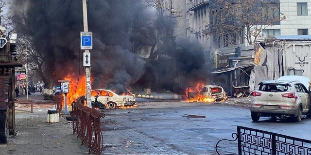 Ukrainian President Volodymyr Zelenskyy shared photos of a Christmas Eve missile strike in the city of Kherson. 