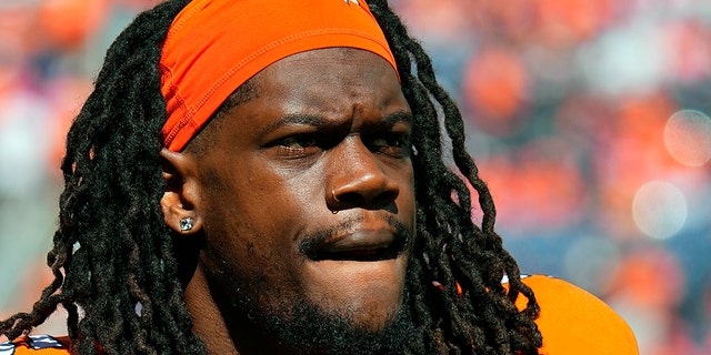 FILE -Denver Broncos linebacker Randy Gregory looks on during an NFL football game against the Houston Texans, Sunday, Sep 18, 2022, in Denver. Gregory’s knee is healthy and he’s ready to return after missing more than two months. 