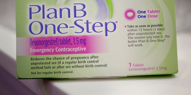 A Plan B One-Step emergency contraceptive box is seen in New York.