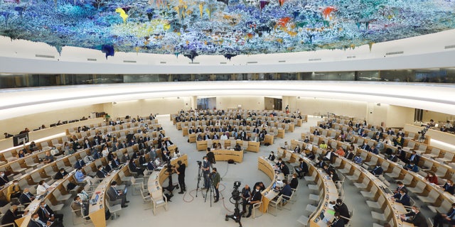 Overview of the Human Rights Council special session on the human rights situation in Ukraine, at the United Nations in Geneva, Switzerland, May 12, 2022. 