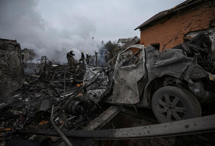 A destroyed vehicle after a Russian missile strike on November 26.