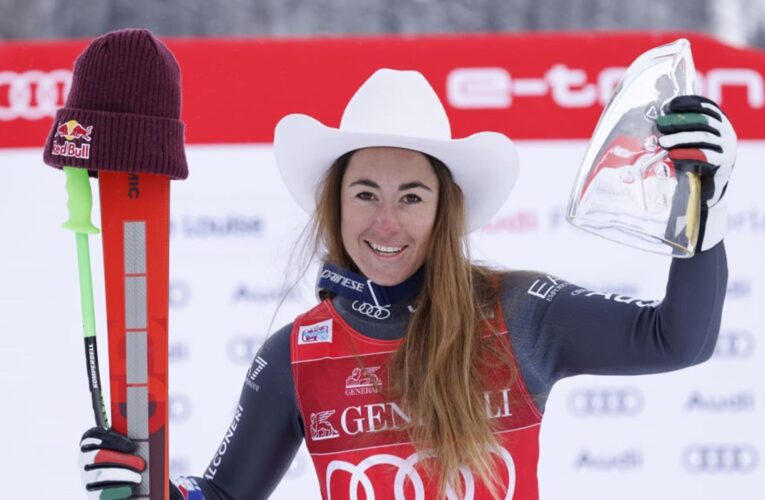 Sofia Goggia wins downhill World cup event at Lake Louise fractions ahead of Corinne Suter