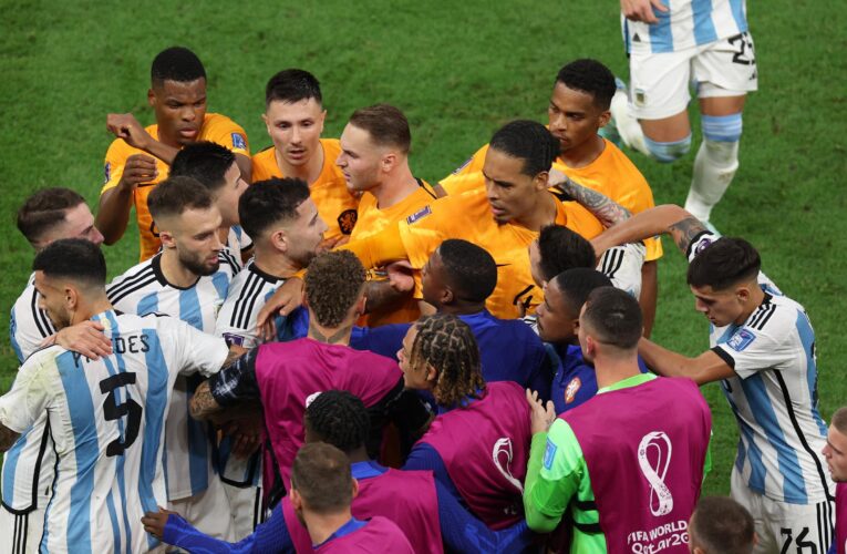 Argentina’s Leandro Paredes causes ‘a riot’ by booting ball at Netherlands bench at 2022 World Cup