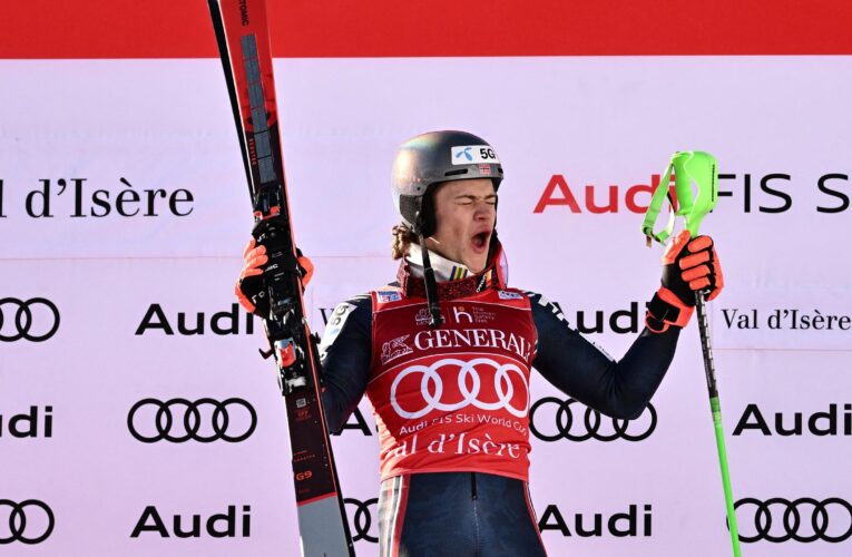 Lucas Braathen takes World Cup slalom gold for Norway in Val d’Isere as Henrik Kristoffersen stumbles