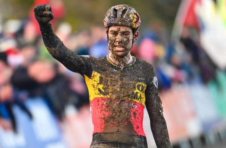 Wout van Aert overcomes towel in wheel to claim cyclo-cross World Cup win in Dublin, Tom Pidcock on podium