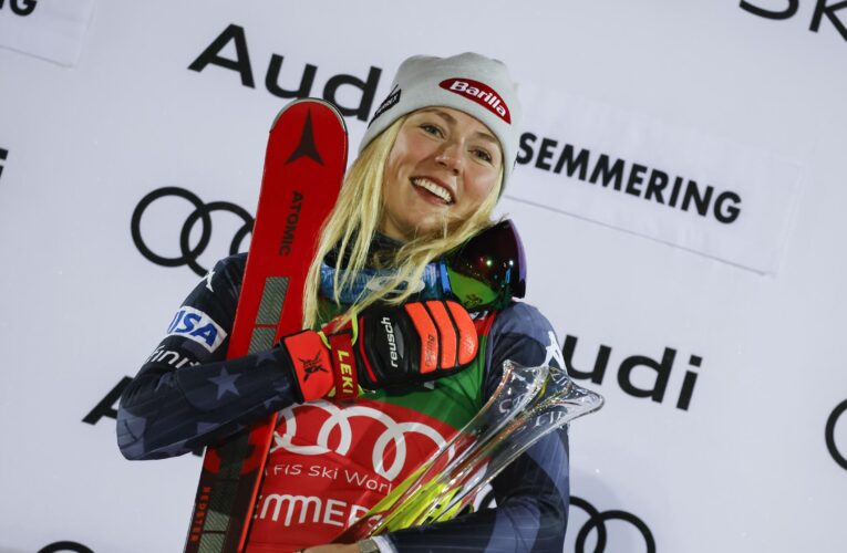 Mikaela Shiffrin wins 80th World Cup race in Semmering slalom to move closer to breaking Lindsey Vonn record