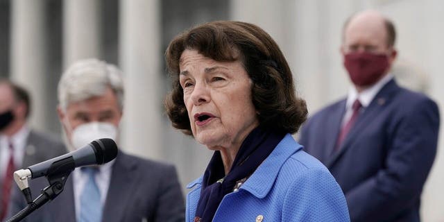 Senate Judiciary Committee ranking member Sen. Dianne Feinstein, D-Calif., speaks during a news conference after boycotting the vote by the Republican-led panel to advance the nomination of Judge Amy Coney Barrett to sit on the Supreme Court at the Capitol in Washington, D.C., on Oct. 22, 2020.