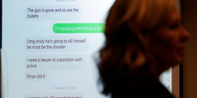 Texts are shown from Jennifer Crumbley, mother of Ethan Crumbley, a teenager accused of killing four students in a shooting at Oxford High School.