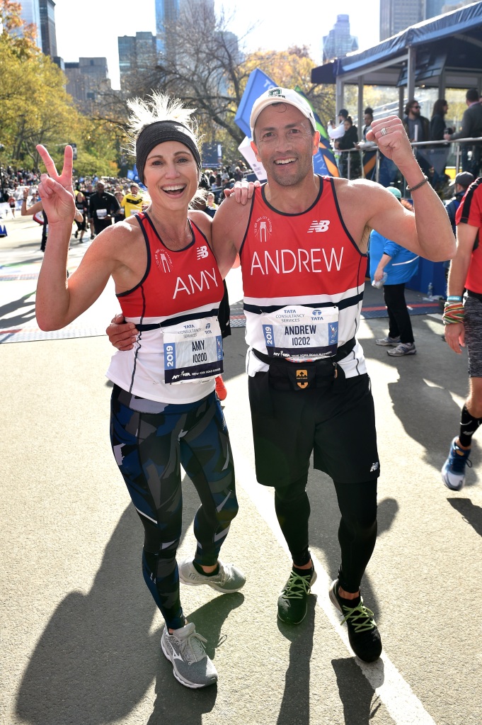 A picture of Robach and her husband during the half marathon. 