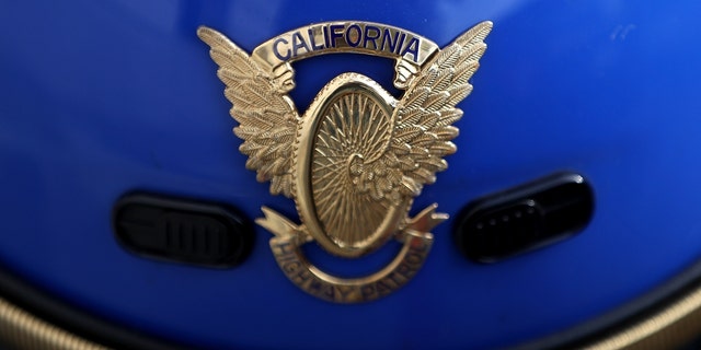 A view of a California Highway Patrol officer's motorcycle helmet on November 22, 2016, in San Francisco. 